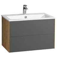 Тумба под раковину AQUATON Сохо 75 1A258101AJA00 734x455x482 подвесная, 2 ящ., графит/дуб веллингтон
