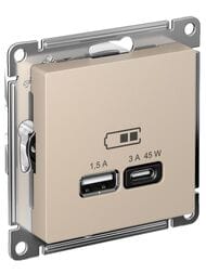 ������� Systeme Electric ATLASDESIGN USB A+�, 45�� (��� ����������), ����: �������� ATN001229