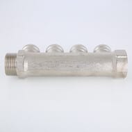 Коллектор VALTEC 3/4" на 4 выхода 1/2"В магистральный без кранов, никель VTc.550.N.0504
