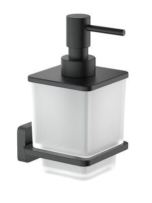 Дозатор для жидкого мыла Aquatek Либра AQ4305MB подвесной, стекло матовое, латунь, черный матовый