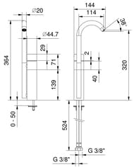 Смеситель для раковины Fantini AA/27 на 1 отв., высок. излив, покрытие PVD Matt Gun Metal 33P5Y006WF — изображение 2
