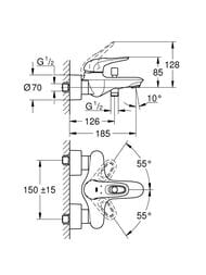 ����� ���������� Grohe Eurostyle ��� ��������, �����, � ������� ����������, ���� 124416