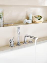 Смеситель Grohe Essence 19578001 для ванны на 4 отверстия, фиксированный, однорычажный
