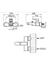 #Смеситель Zeegres Z.Roy 33002001 для ванны/душа, настенный, однозахватный, излив 226мм