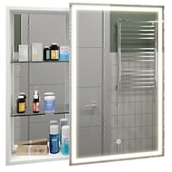 Зеркало-шкаф Континент Aperio 800х800 правый с подсветкой, розеткой и сенсорным выключателем