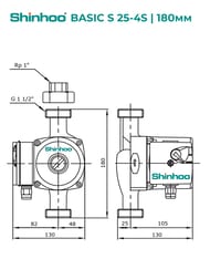   SHINHOO BASIC S 25-4S 180 1x230, 1 1/2",  , 71211001