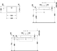 Раковина DURAVIT VERO 600х380х150 без площадки под смеситель, без перелива, крепление 0455600000