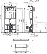 Инсталляция для унитаза ALCAPLAST AM101/1120 3 в 1 с бачком, с клавишей хром M371