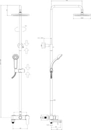 Душевая система Paffoni Blu ZCOL632NO однозахватный,верхний и ручной душ,черный матовый