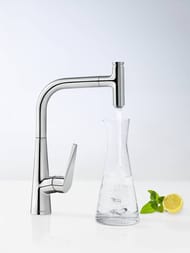 Смеситель Hansgrohe Talis Select M51 для кухни 300 вытяжной поворотный излив сталь 72821800 — изображение 2