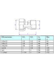 Полусгон VALTEC 3/4"В х 3/4"Н прямой с накидной гайкой, VTr.613.N.0505