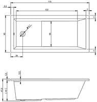 Ванна акриловая RIHO LUSSO PLUS 170x80 без гидромассажа, прямоугольная B006001005