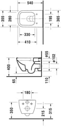 Унитаз подвесной DURAVIT HAPPY D.2 365х540х335 безободковый, антрацит мат., WonderGliss 22220989001