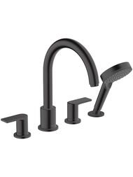 Смеситель на борт ванны Hansgrohe Vernis Shape 71459670 на 4 отверстия, с душ. гарнитуром, черн. мат — миниатюра 1