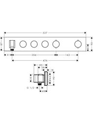 Смеситель Axor ShowerSelect 18356340 для душа, встраиваемый, термостат, 3 выхода, шлиф.черный хром