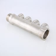 Коллектор VALTEC 3/4" на 4 выхода 1/2"В магистральный без кранов, никель VTc.550.N.0504