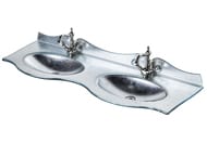 Раковина для тумбы Caprigo Бурже 140 двойная (1350x460x150) стекл.с бортиком, серебро OW15-11017-(S)