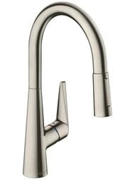 Смеситель Hansgrohe Talis M51 для кухни 200 вытяжной и поворотный излив, сталь 73851800 — миниатюра 1