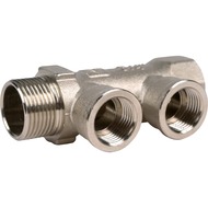 Коллектор VALTEC 3/4" на 2 выхода 1/2"В магистральный без кранов, никель VTc.550.N.0502