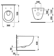 Унитаз подвесной Laufen PRO 8.2096.6.400.000.1 (360х530х345) LCC, rimless без ободка, с глубоким смыванием