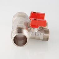 Коллектор VALTEC 1" на 2 подв.с кранами 1/2"Н никель VTc.580.N.0602