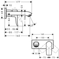 Смеситель Hansgrohe Metris 31251000 LowFlow на раковину, встраиваемый, на 2секции, излив 165мм, хром