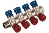 Коллектор VALTEC 3/4" на 4 подв.с вентилями 1/2"Н никель VTc.560.N.0504