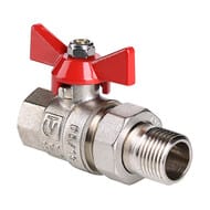 Кран с американкой 1"ВН VALTEC BASE красная бабочка VT.227.N.06