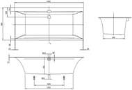 Ванна квариловая Villeroy & Boch SQUARO EDGE 12 (1900х900) с ножками,обвязкой, белая UBQ190SQE2DV-01