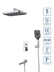 Душевая система BelBagno DUE-VDSET-CRM встраиваемая,излив,ручной и верхний душ,хром — изображение 5