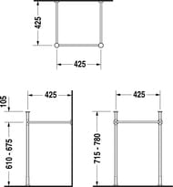 Металлическая консоль для умывальника 50 см DURAVIT VERO хром 0030651000