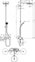 Душевая система Hansgrohe Pulsify 24230000 Showerpipe 260 1jet с термостатом для ванны, хром