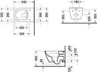 Унитаз подвесной DURAVIT DARLING NEW 355х540х340 безободковый, крепление 2557090000