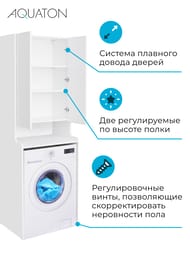 Шкаф AQUATON Лондри 1A260503LH010 652x530x1950 установка над стиральной машиной, белый глянец