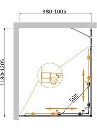 ������� ������ CEZARES MOLVENO (1180-1205x980-1005�1950) AH-21-100+20-C-Cr-IV ������ �����/���� (MOLVENO-A-2-100-C-Cr-IV+MOLVENO-FIX-20-C-Cr-IV)