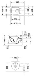 Унитаз подвесной DURAVIT HAPPY D.2 365х540х335 безободковый, антрацит матовый 2222098900