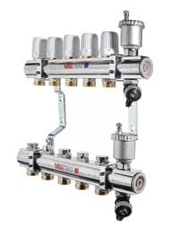 Уценка! Коллекторная группа VALTEC  7 вых. 1"х3/4" без расходомеров, латунь ник. VTc.594.EMNX.0607 - уценка. — миниатюра 1
