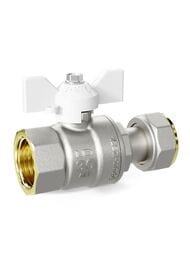 Кран шаровый 3/4" ВН LD Pride бабочка белая, с накидной гайкой, LD 47.346,20 W