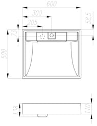 Раковина Aquaton Рейн 60 1A72103KRW010 600x500x138 для стиральной машины, литой мрамор, цвет: белый