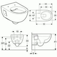 Унитаз подвесной Geberit Renova (360х530х330) безободковый 203070000