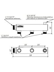 Распределительный коллектор Gidruss DMSS-32-25x3, магистраль 1 1/4", 3 контура 1", воздухоотвод 1/2 — изображение 2