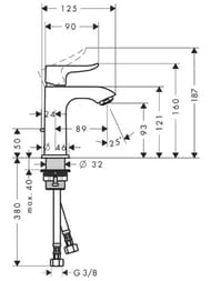 Смеситель Hansgrohe Metris 31088000 для умывальника с фиксированным изливом, донным клапаном, хром