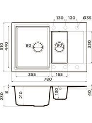 ����� Omoikiri DAISEN 78-2T-DC (780�510�230) �������, ����������, ���� ������ ������� 4993534