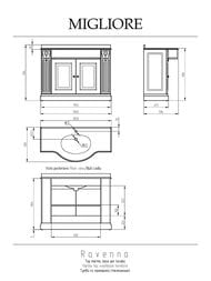 ����� ��� ���������� Migliore RAVENNA (1190�870�590) 2 �����, 2 ������, Avorio/Foglia Oro 27061