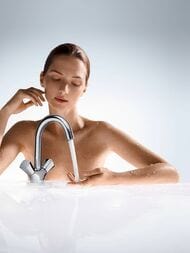 Смеситель Hansgrohe Logis 71222000 для умывальника двухзахватный, донный клапан, излив 145мм, хром — изображение 2