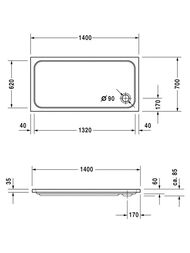 ������ ��������� Duravit D-Code 1400�700 720095000000000