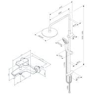 Душевая система AM.PM Gem F40890A14 смеситель для ванны/душа, верхний душ 220мм, ручной душ 110мм