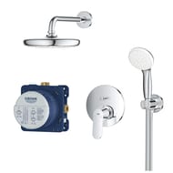 Душевая система Grohe EuroSmart Cosmopolitan 25219001 7 в 1: смеситель+скрытая часть, верхний душ, лейка, кронштейн, шланг