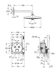 Душевая система Grohe Grohtherm SmartControl 34744000 термостат на 2 положения, верхний и ручной душ