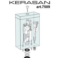 Механизм двойного слива Kerasan 750991 с нижним подводом воды, цвет кнопки золото